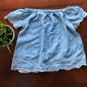 F21 Off the Shoulder Chambray Top